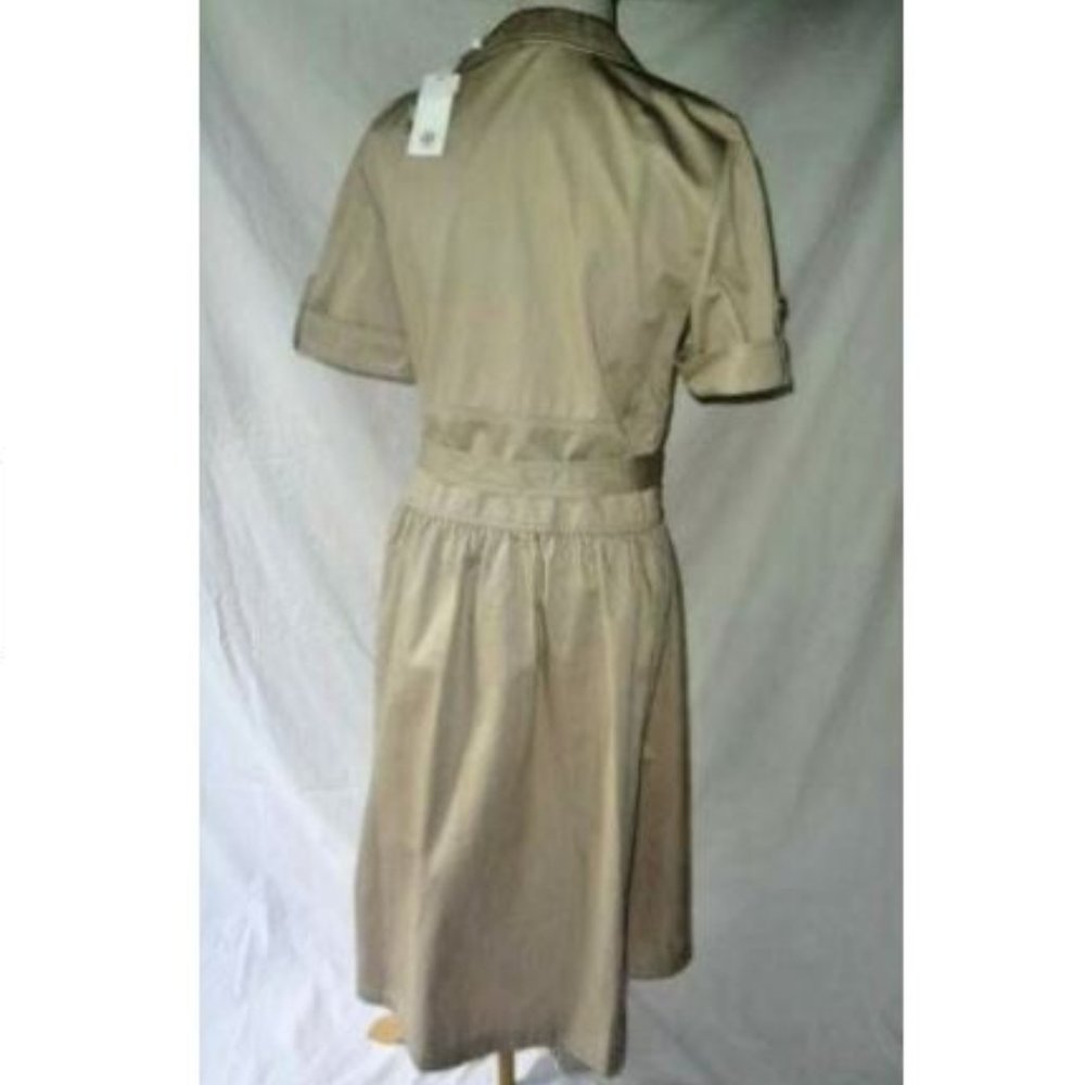 SOLD TORY BURCH Khaki Safari Midi Flare Dress Cotton Twill 8 NEW - Picture 9 of 14